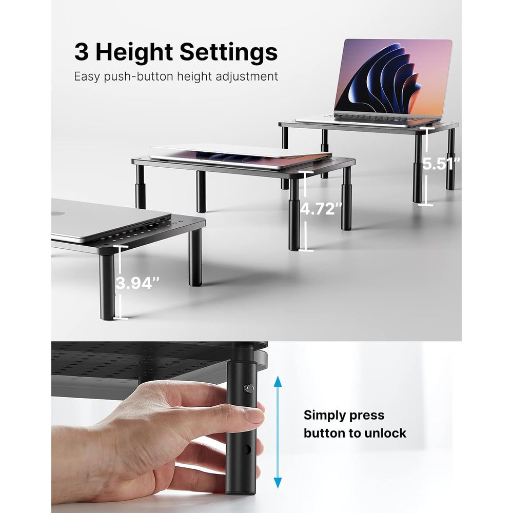 Height-Adjustable Monitor Stan - Laptop Stand Bamboo ulasan dan harga