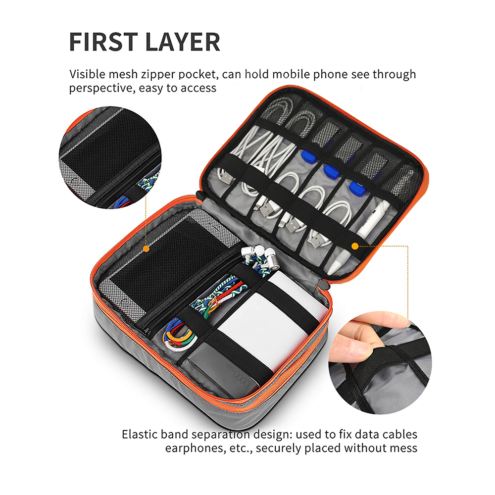 Multi-Compartment Portable Ele - Tech Accessories Travel Organizer Pouch ulasan dan harga