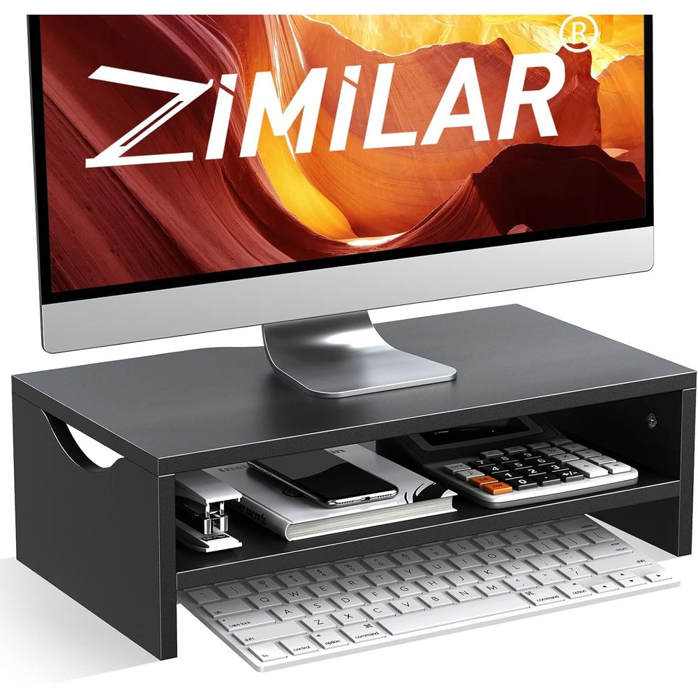 2-Tier Wooden Laptop & Monitor - Laptop Stand Bamboo ulasan dan harga