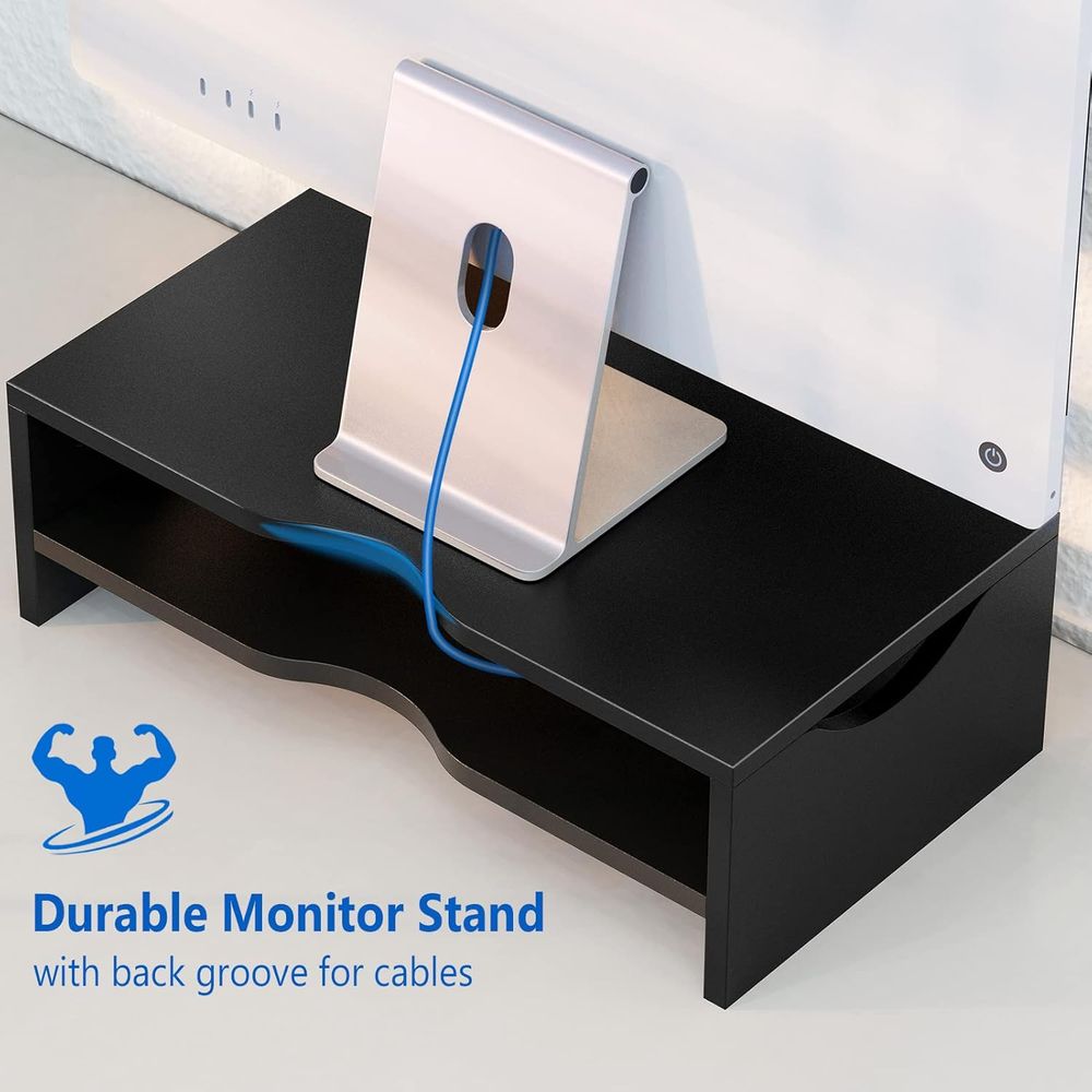 2-Tier Wooden Laptop & Monitor - Laptop Stand Bamboo ulasan dan harga