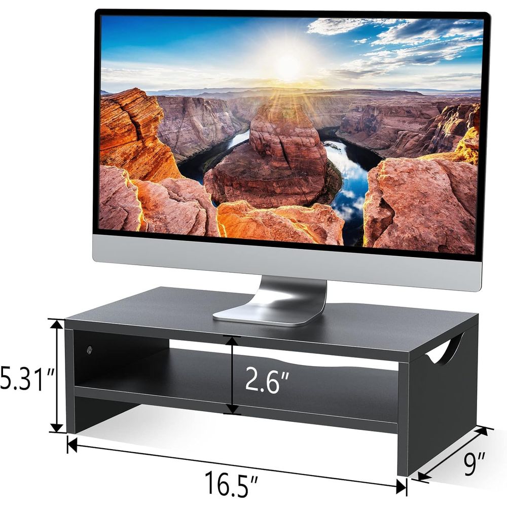 2-Tier Wooden Laptop & Monitor - Laptop Stand Bamboo ulasan dan harga