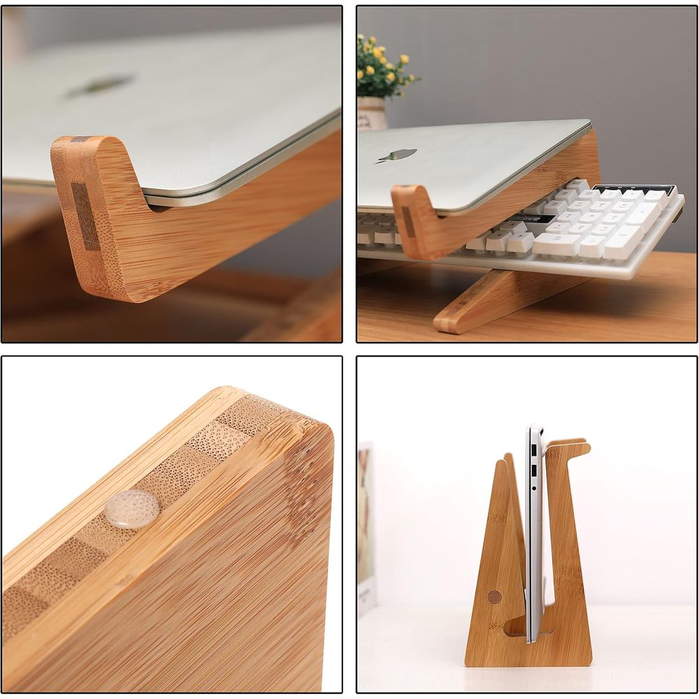Laptop Stand - Wooden Desk, Ba - Laptop Stand Bamboo ulasan dan harga