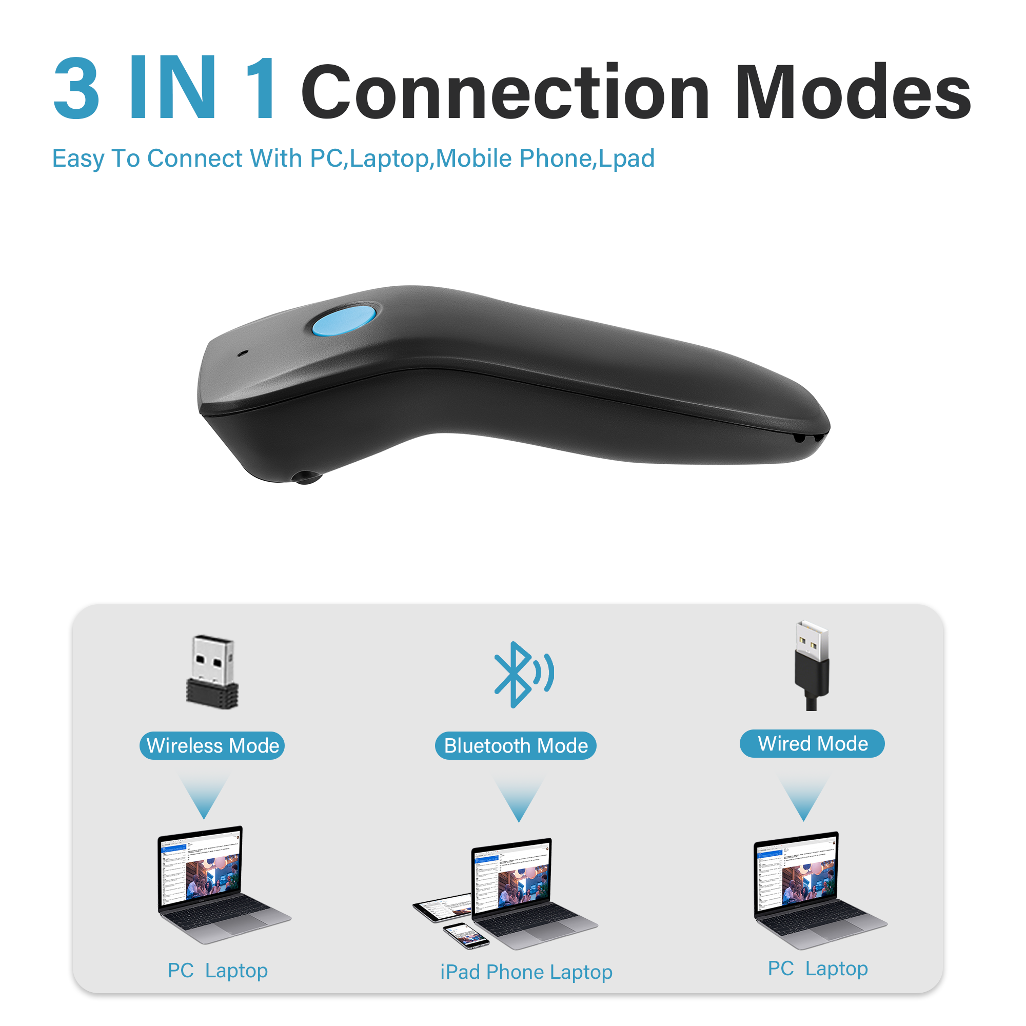 Mini 3 In 1 Bluetooth Barcode  - Document Scanner Portable ulasan dan harga
