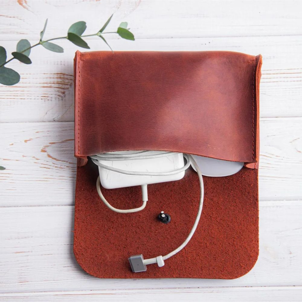 Genuine Leather MacBook Mouse  - Tech Accessories Travel Organizer Pouch ulasan dan harga